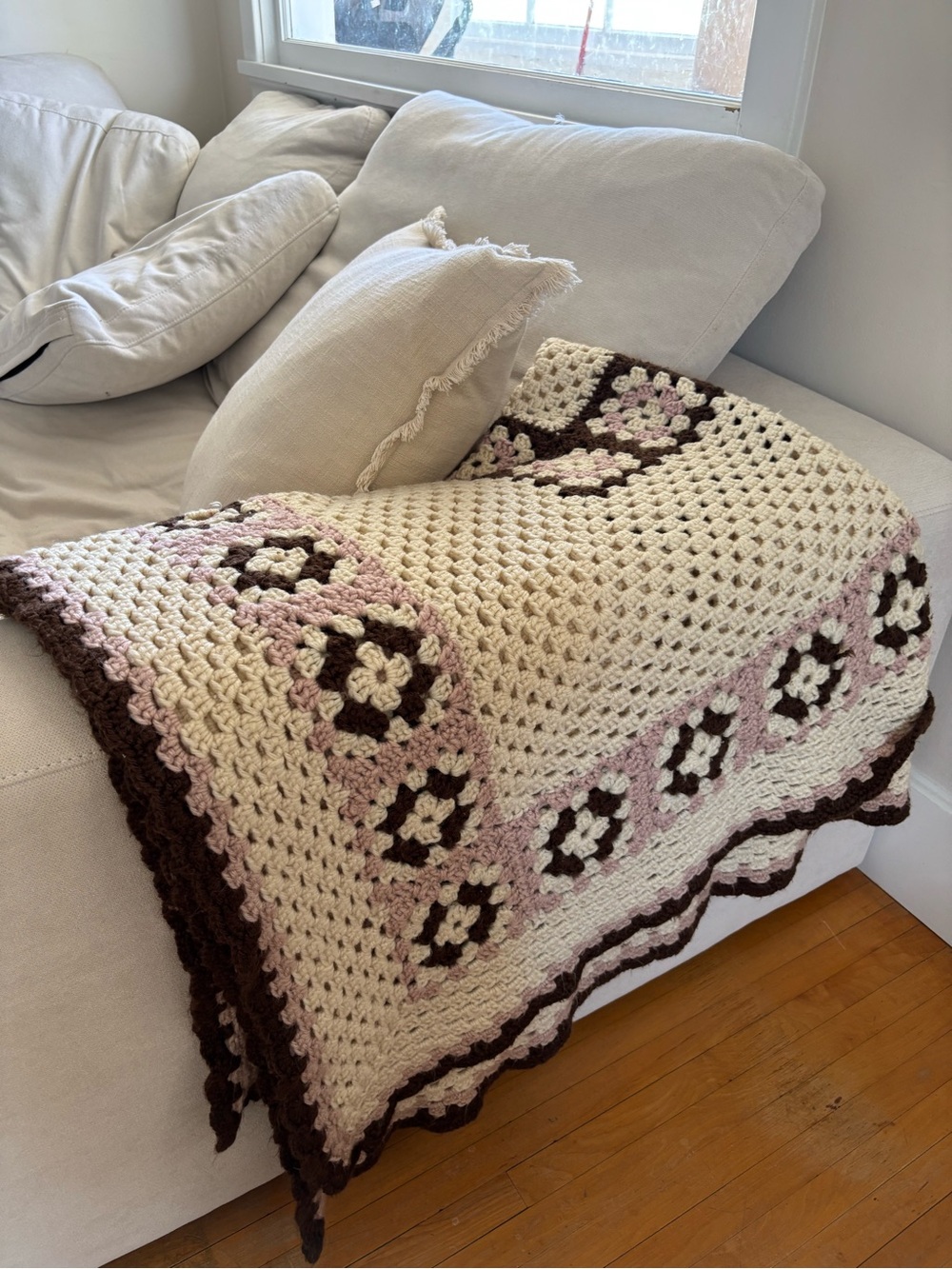 Handmade crochet granny square blanket